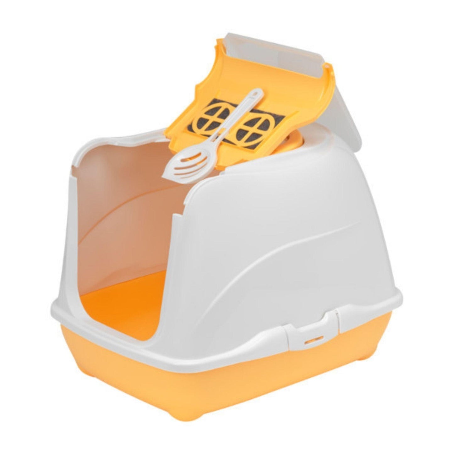 MODERNA Flip Cat Jumbo שירותים סגור גדול לחתול עם פתיחה קדמית צבע כתום