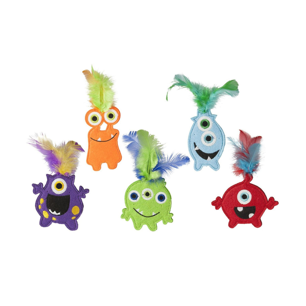 Multipet צעצוע מפלצת צבעונית עם נוצות וקטניפ לחתולים