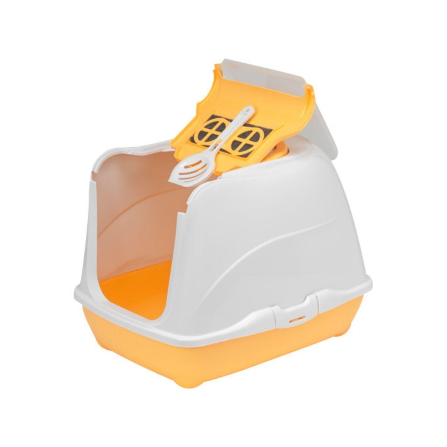 MODERNA L שירותים סגור לחתול עם פתח עליון לניקוי קל צבע כתום פליפ קט מודרנה