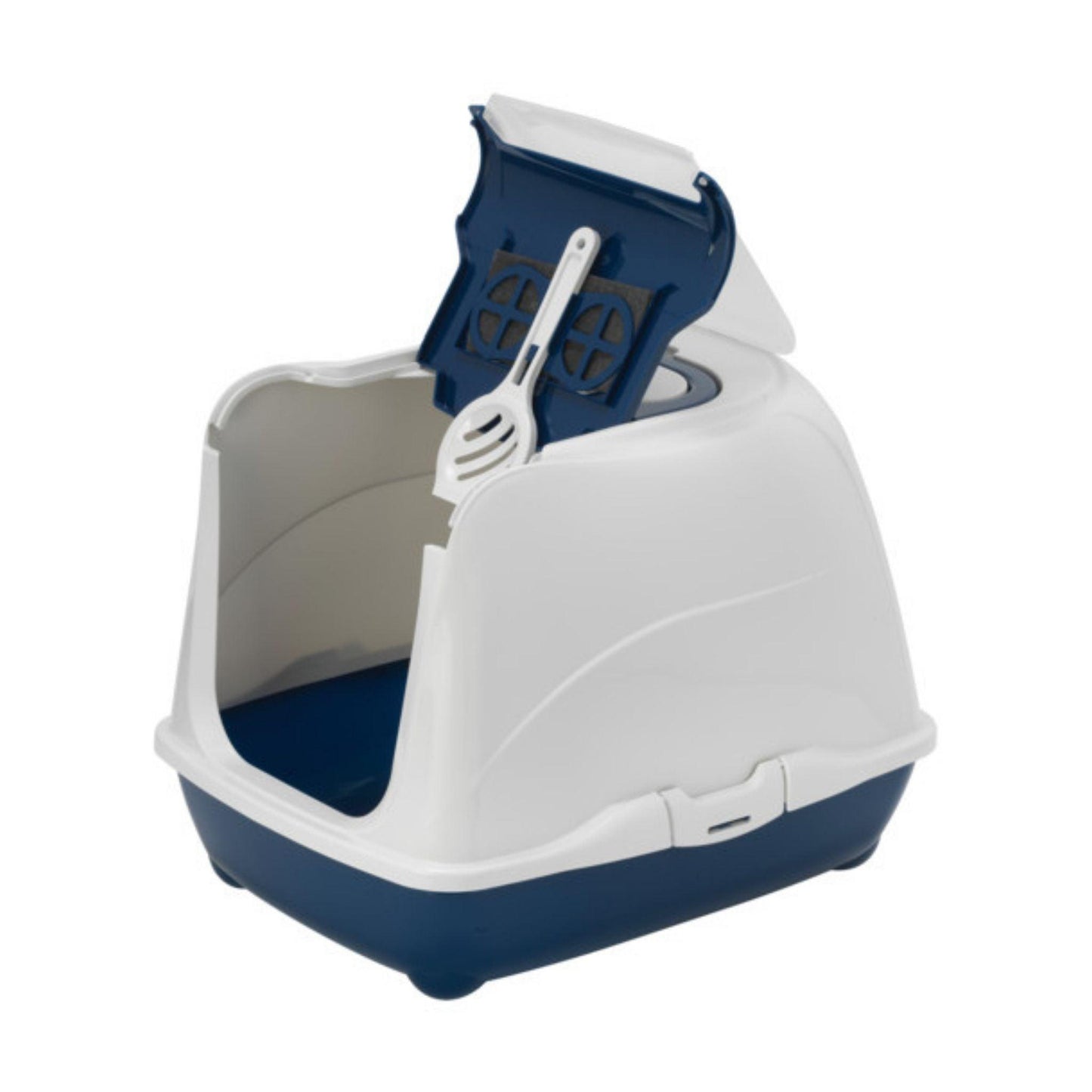 MODERNA Flip Cat Jumbo שירותים סגור גדול לחתול עם פתיחה קדמית צבע כחול