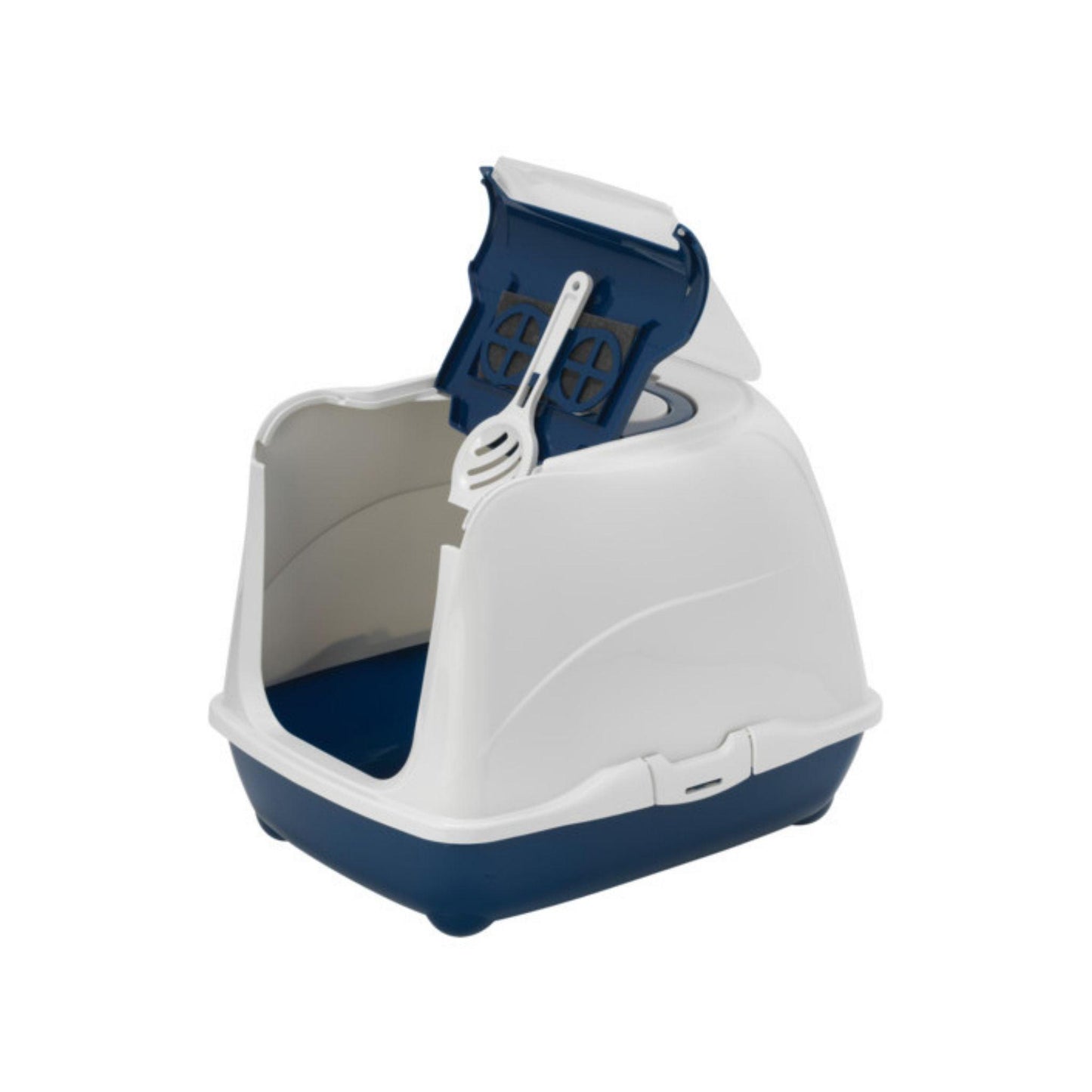 MODERNA L שירותים סגור לחתול עם פתח עליון לניקוי קל צבע כחול פליפ קט מודרנה