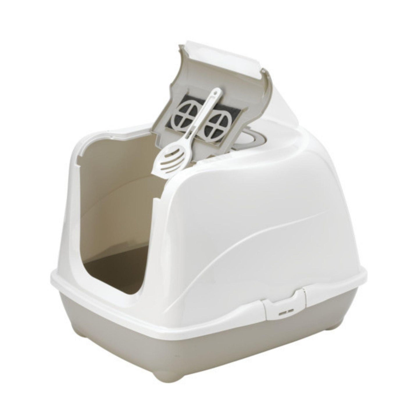 MODERNA Flip Cat Jumbo שירותים סגור גדול לחתול עם פתיחה קדמית צבע אפור