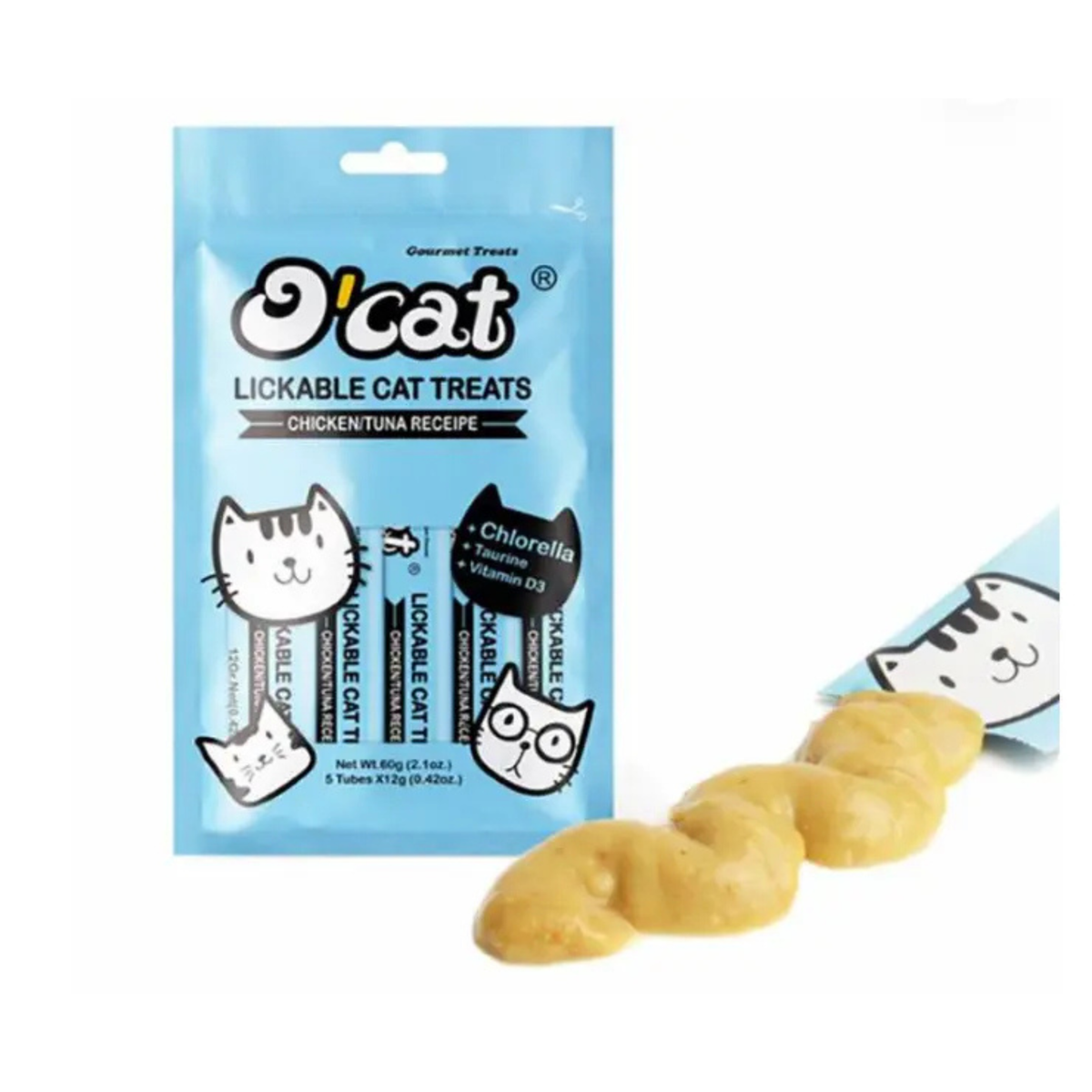 O’Cat אוקט חטיף שלוקים לחתול עוף וטונה 60 גרם