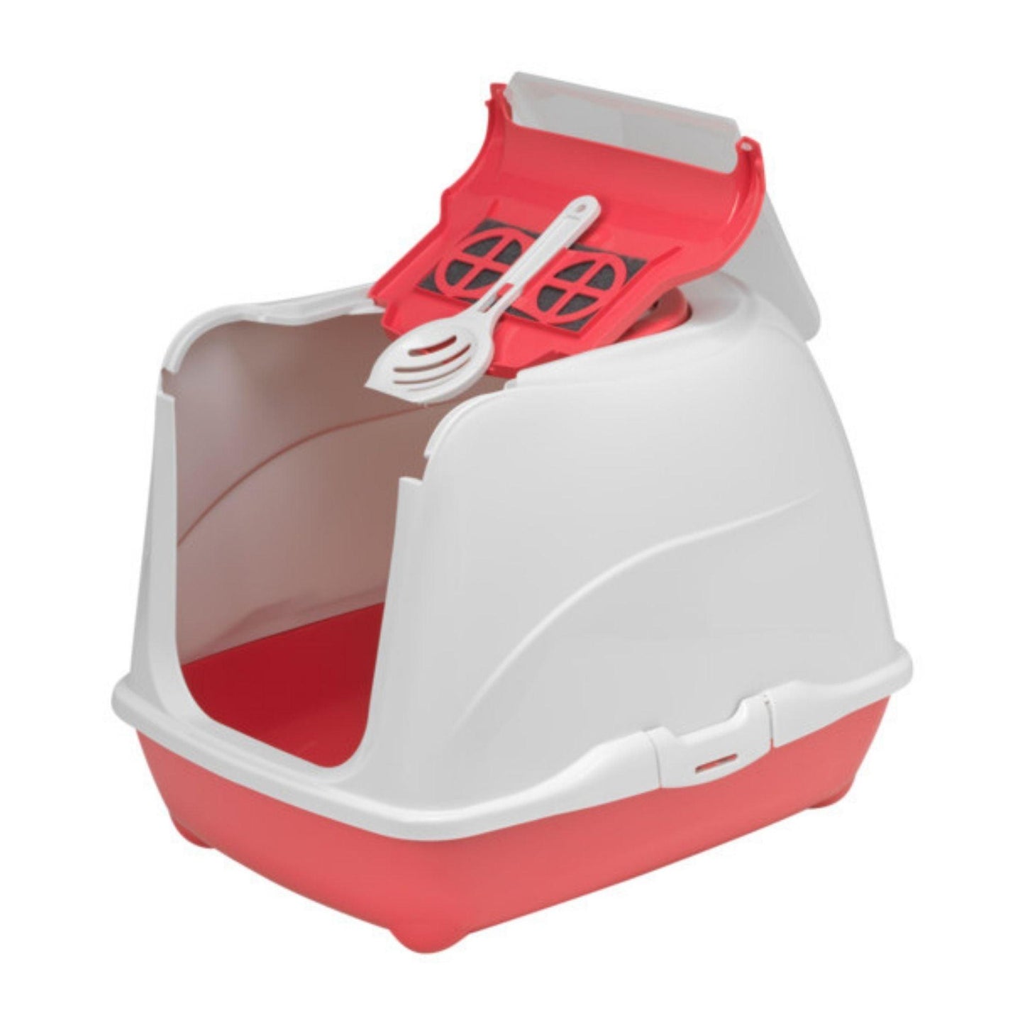 MODERNA Flip Cat Jumbo שירותים סגור גדול לחתול עם פתיחה קדמית צבע אדום