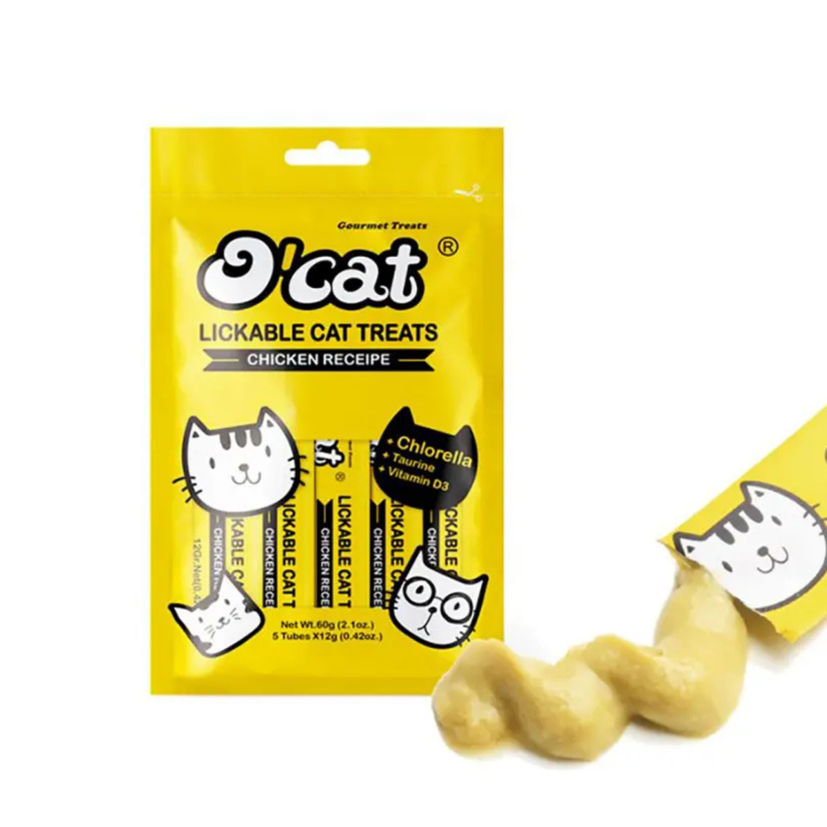 O’Cat אוקט חטיף שלוקים לחתול עוף 60 גרם