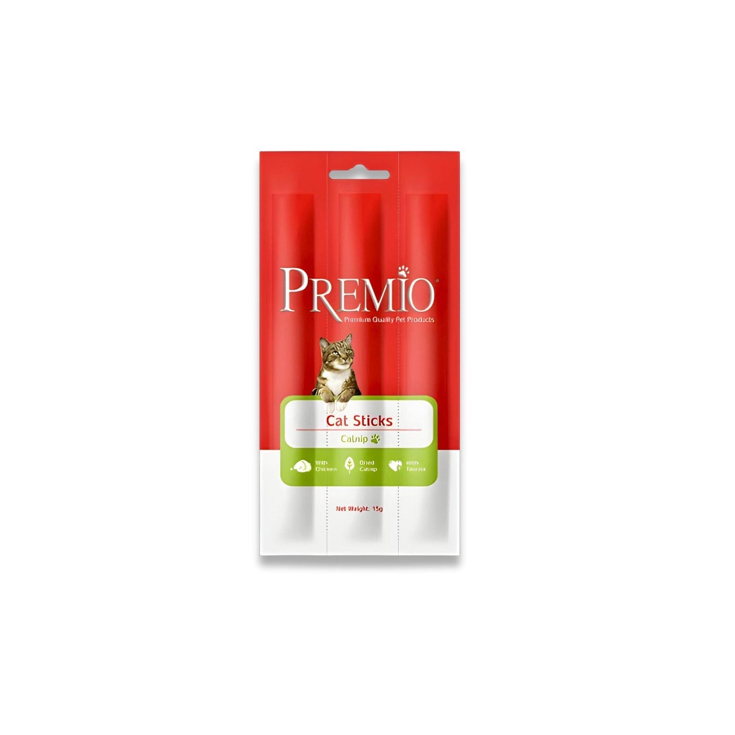 Premio - חטיף פרמיו סטיקס מקלות לחתול עוף וקטניפ 15 גרם