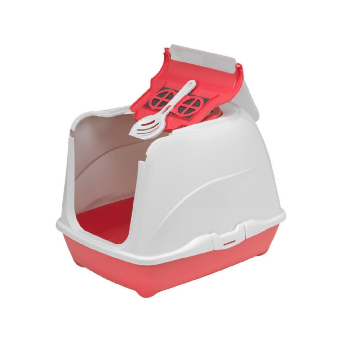 MODERNA L שירותים סגור לחתול עם פתח עליון לניקוי קל צבע אדום פליפ קט מודרנה