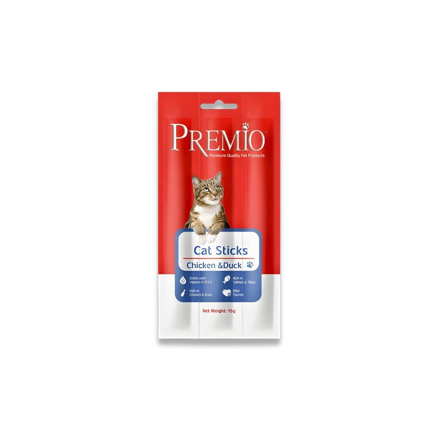 Premio - חטיף פרמיו סטיקס מקלות לחתול עוף וברווז 15 גרם