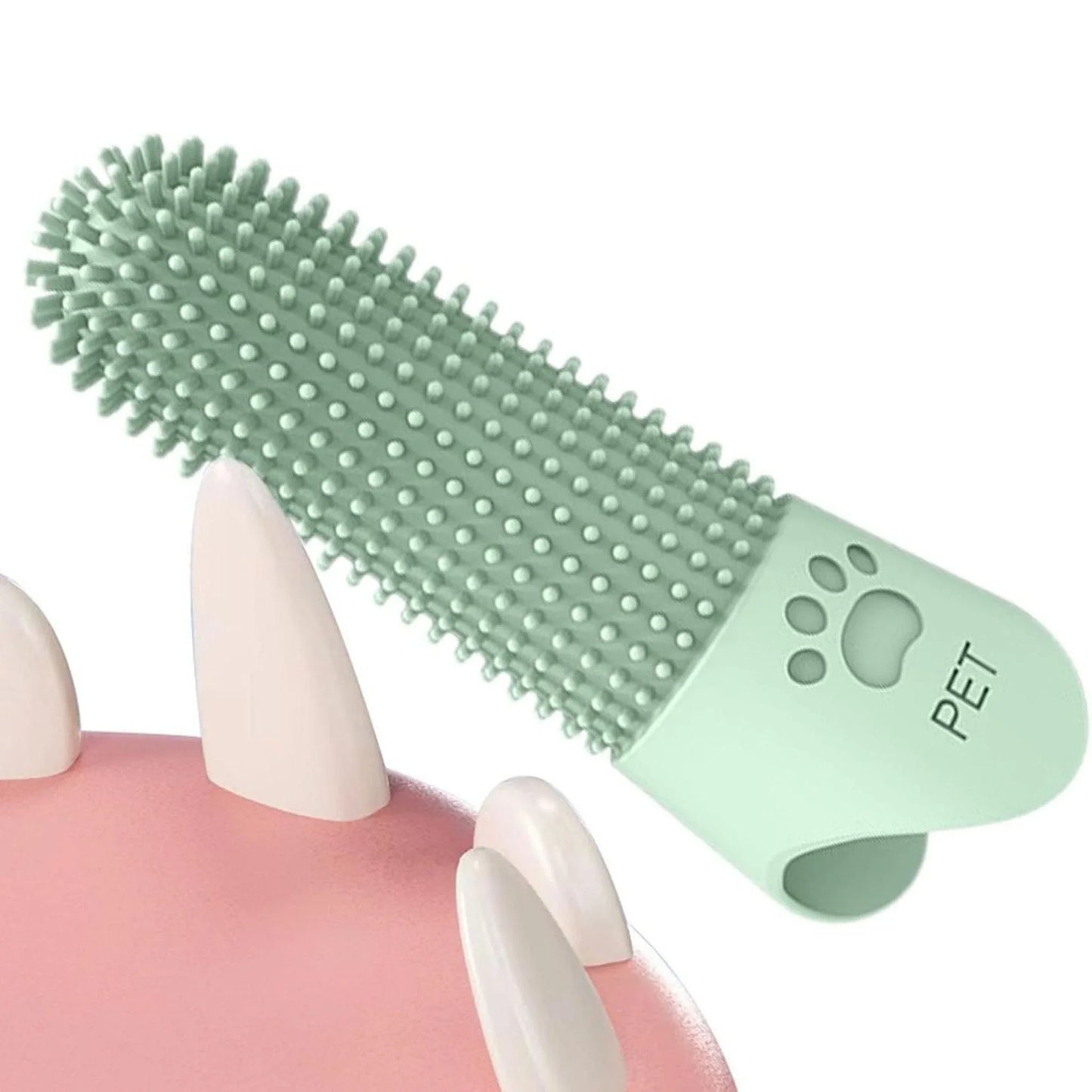 מברשת אצבע סיליקון לניקוי שיניים לכלבים וחתולים צבע צהוב