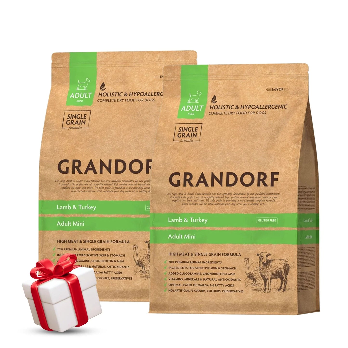 GRANDORF Lamb Mini Grandorf Mini Lamb and Turkey for Adult Dogs 8 kg Sale 2 bags + gift