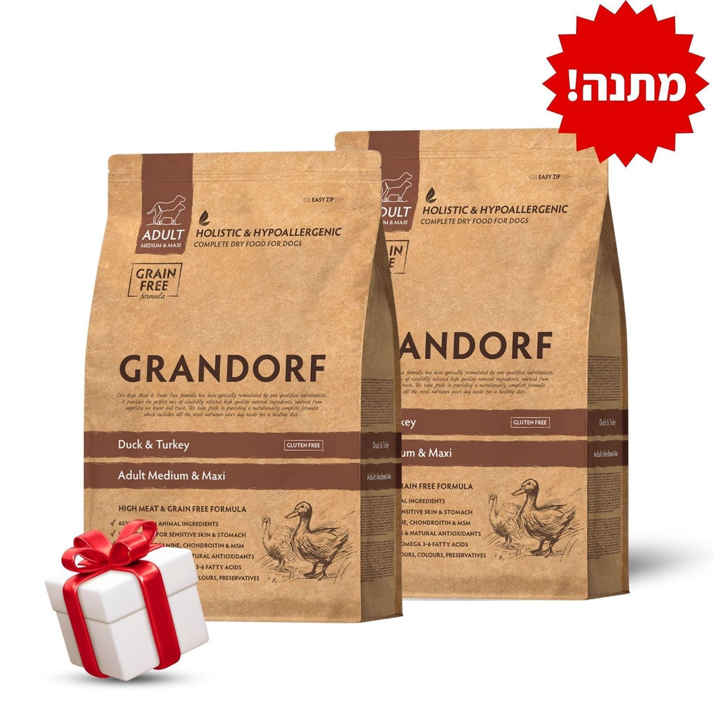GRANDORF Duck Grain Free Грандорф утка для взрослых собак 10 кг беззерновой гипоаллергенный
