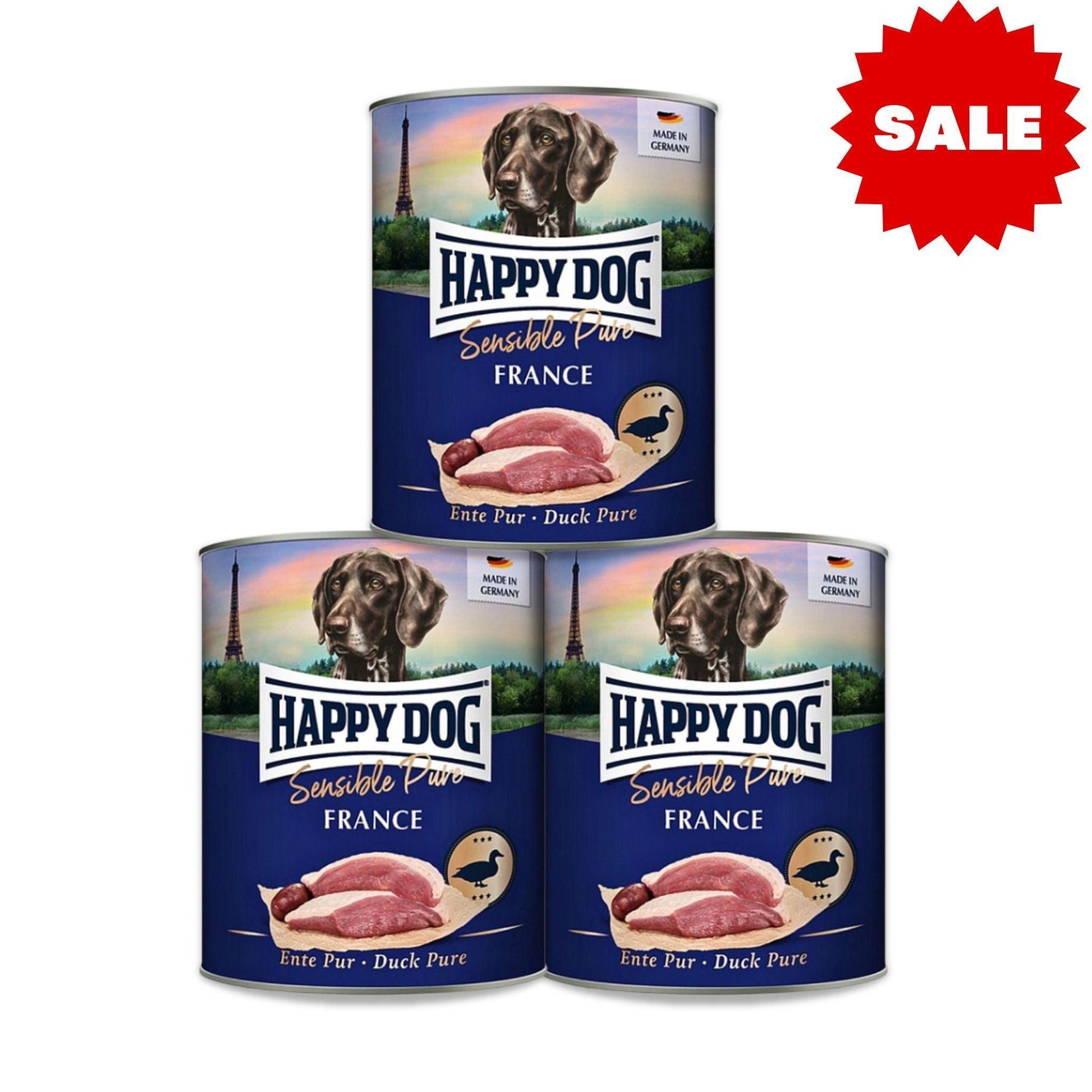 Happy Dog - מבצע 12 שימורי כלבים הפי דוג ברווז 400 גרם ב-₪189