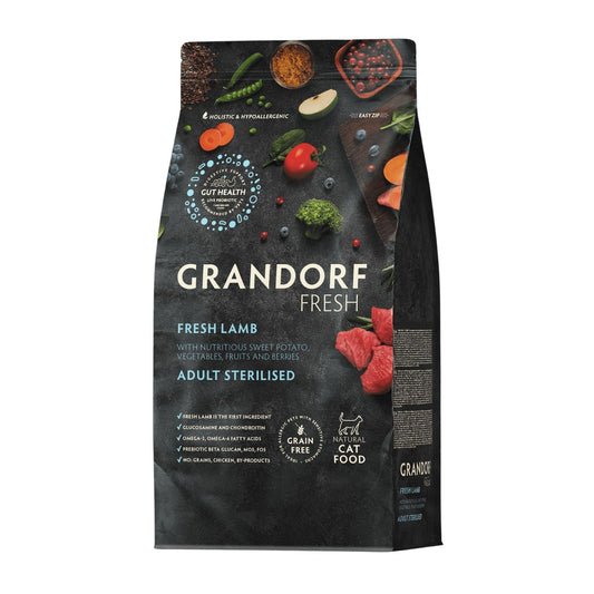 GRANDORF Fresh Lamb גרנדורף כבש לחתולים מעוקרים ומבוגרים היפואלרגני 2 ק״ג