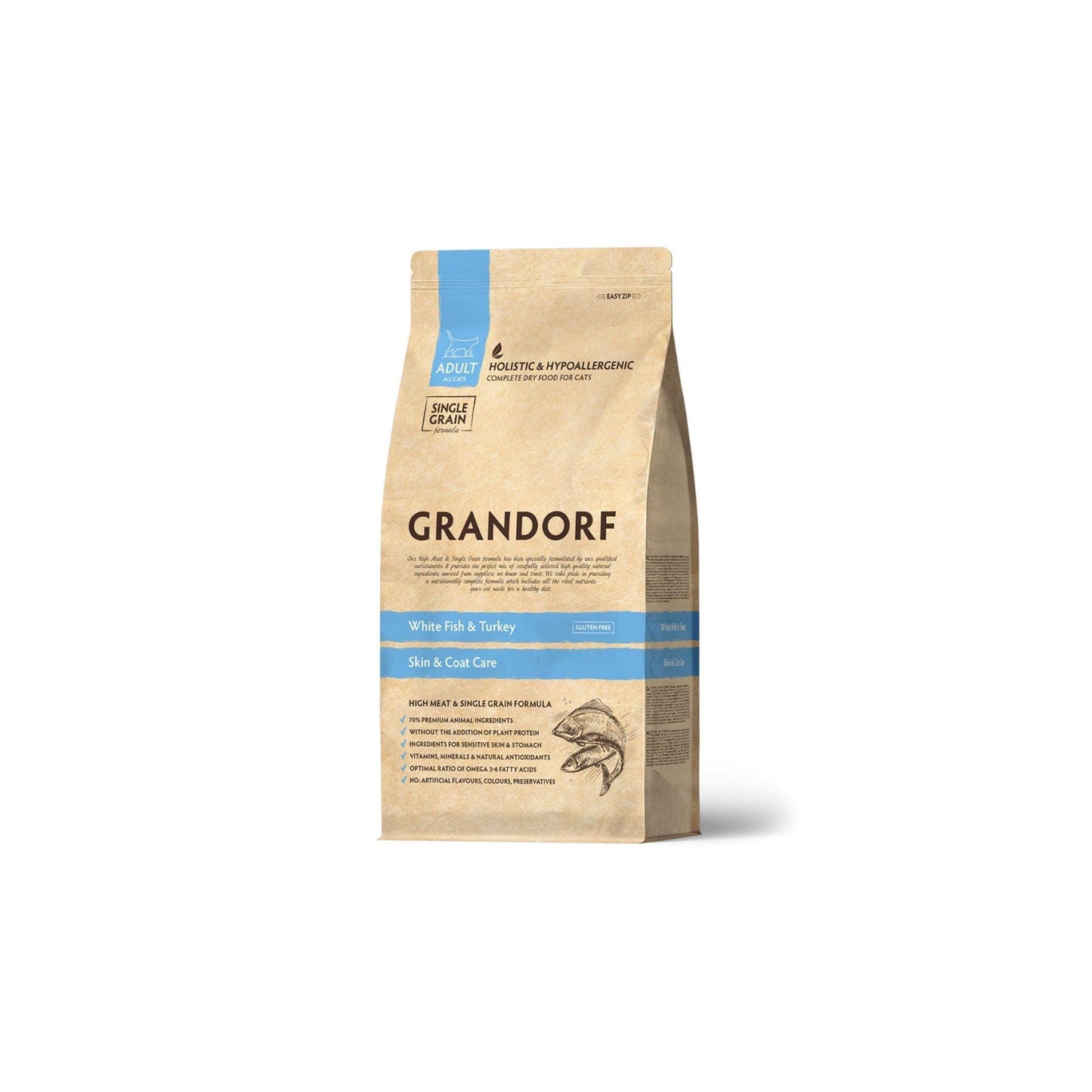 GRANDORF גרנדורף מזון היפואלרגני לחתולים מבצע 5 שקיות של 400 גרם