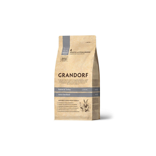 GRANDORF Rabbit Sterilized גרנדורף ארנבת לחתולים מעוקרים ומסורסים היפואלרגני 400 גרם