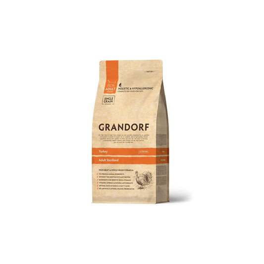 GRANDORF Turkey Sterilized גרנדורף הודו סטרילייז לחתולים מעוקרים ומסורסים היפואלרגני 400 גרם
