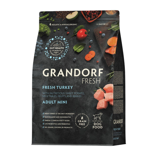 GRANDORF Fresh Turkey Mini גרנדורף הודו טרי לכלבים בוגרים מגזע קטן 3 ק”ג היפואלרגני