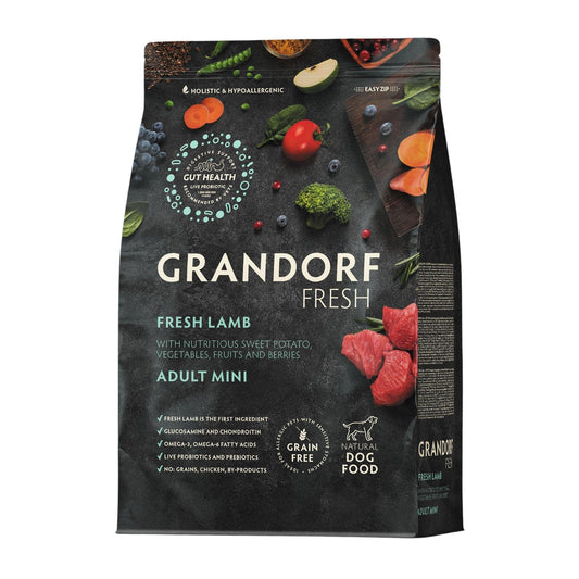 GRANDORF Fresh Lamb Mini גרנדורף כבש טרי לכלבים בוגרים מגזע קטן 3 ק”ג היפואלרגני