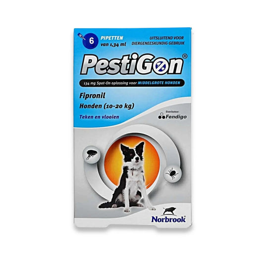 Pestigon פסטיגון אמפולות נגד פרעושים וקרציות לכלב בינוני 10-20 ק”ג 6 יחידות