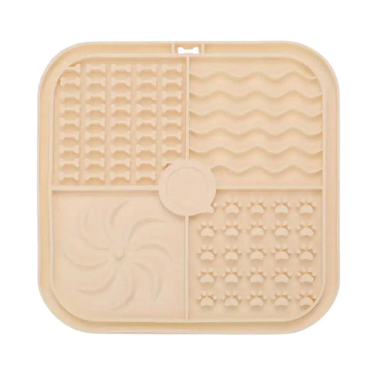 משטח ליקוק לכלבים להאכלה איטית לכלבים נגד החלקה צבע בז' חום בהיר