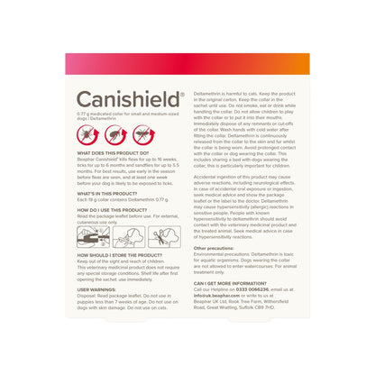 Beaphar Canishield קנישילד קולר נגד פרעושים קרציות לכלבים קטנים ובינוניים עד 20 ק״ג
