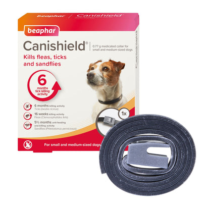 Beaphar Canishield קנישילד קולר נגד פרעושים קרציות לכלבים קטנים ובינוניים עד 20 ק״ג