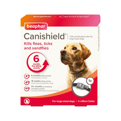 Beaphar Canishield קנישילד קולר נגד פרעושים קרציות לכלבים גדולים מעל 20 ק״ג