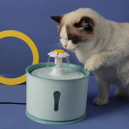 Hoofie מזרקת מים לחתולים צבע ירוק עם פרח