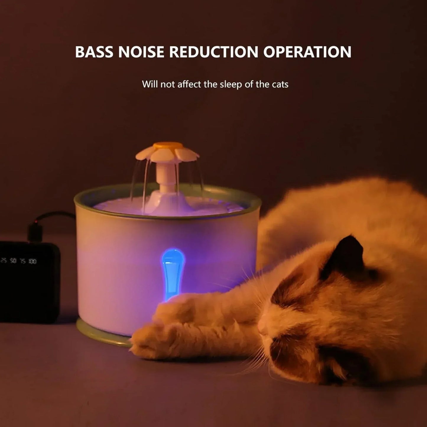 Hoofie מזרקת מים לחתולים צבע ירוק עם פרח