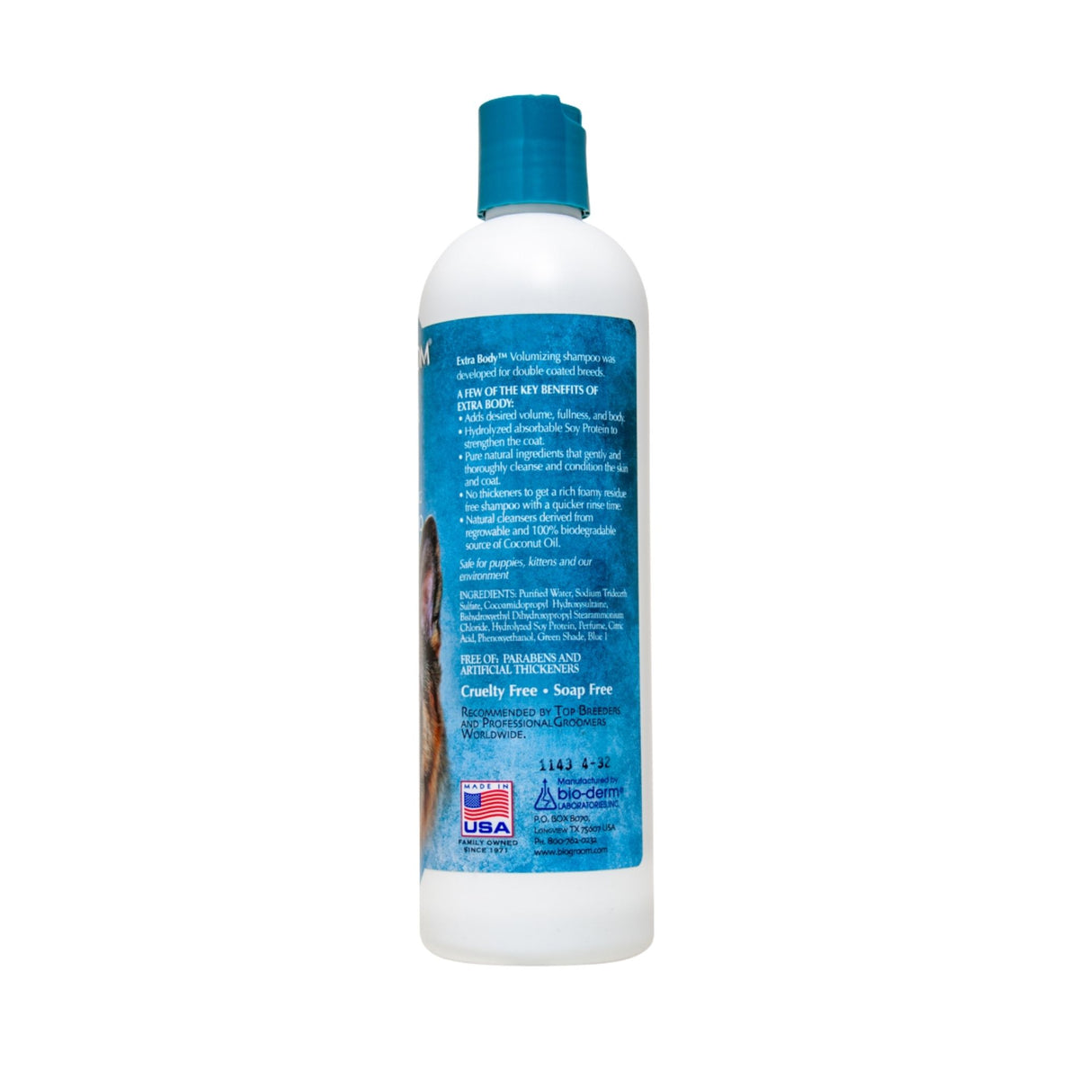 Bio-Groom ביוגרום שמפו אקסטרה בודי אל-דמע לכלבים עם פרווה כפולה 355 מ״ל