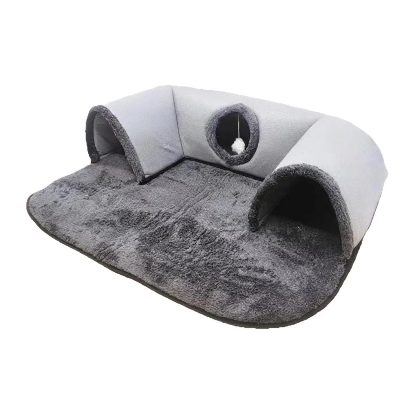 Hoofie מיטה לחתולים עם מנהרות צבע אפור