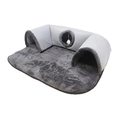 Hoofie מיטה לחתולים עם מנהרות צבע אפור