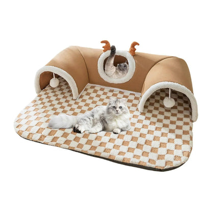 Hoofie מיטה לחתולים עם מנהרות