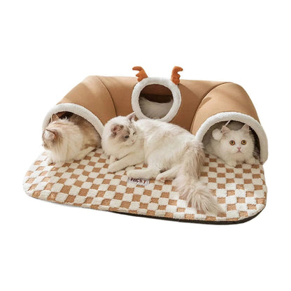 Hoofie מיטה לחתולים עם מנהרות