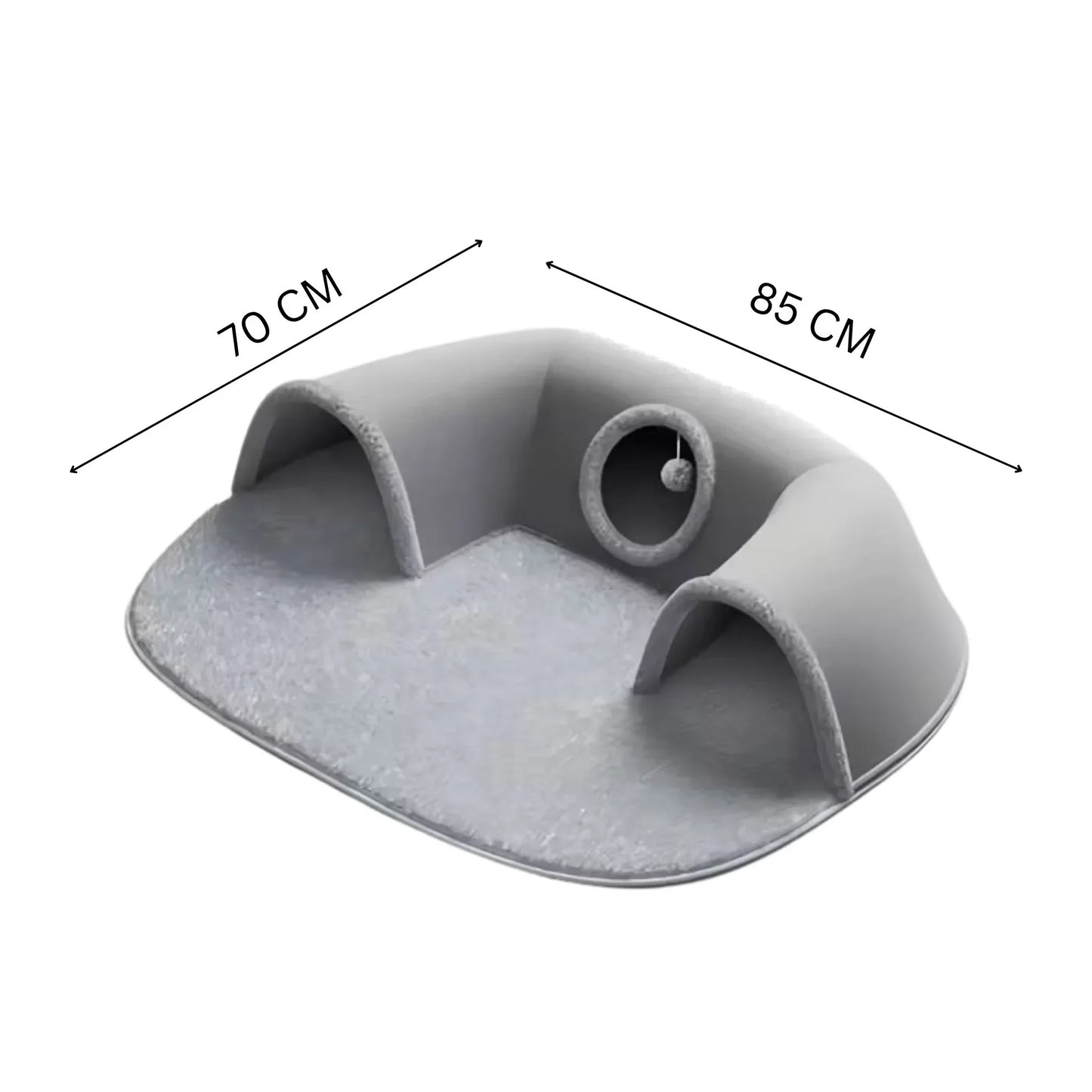 Hoofie מיטה לחתולים עם מנהרות צבע אפור