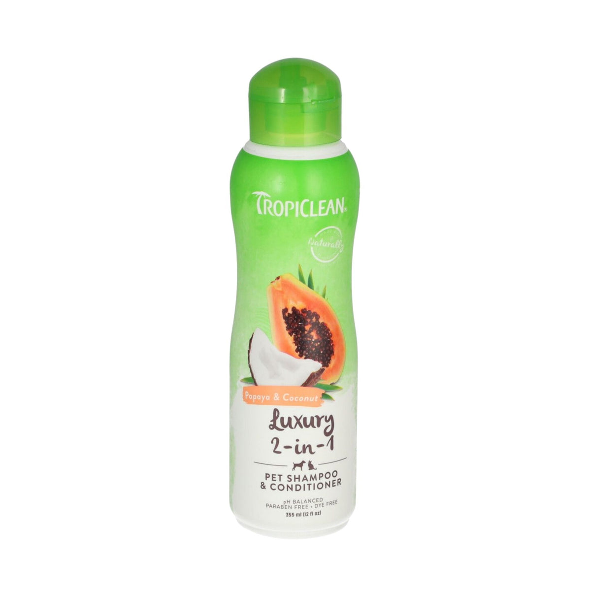 TropiClean טרופיקלין שמפו ומרכך לכלבים וחתולים עם פפאיה וקוקוס 355 מ״ל