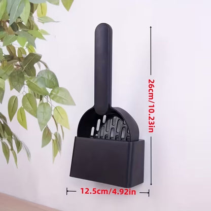 כף לניקוי ארגז חול לחתולים עם מעמד אחסון צבע שחור