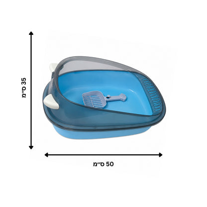 ארגז חול פתוח לחתולים עם דפנות גבוהות צבע כחול