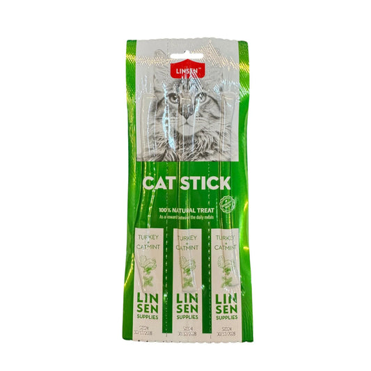 LINSEN Dry Cat Snack Sticks Turkey and Mint Flavor 3 Sticks