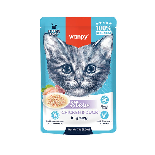 Wanpy Kitten Wet Food Chicken and Duck Stew in Gravy Pouch 70g