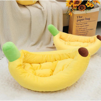 מיטת בננה צהובה לכלבים וחתולים מידה גדולה