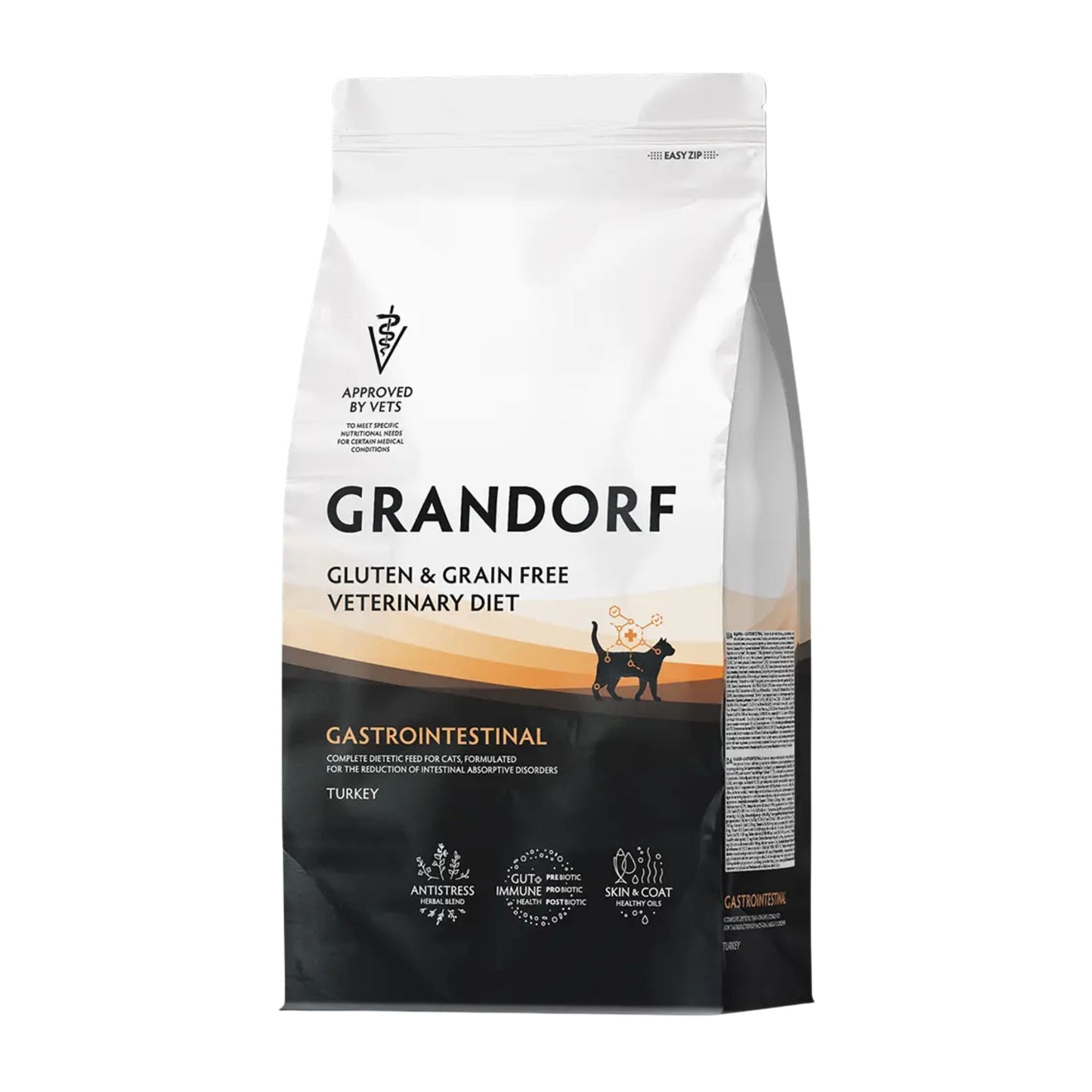 GRANDORF VET Gastrointestinal גרנדורף גסטרו אינטסטינל אוכל רפואי לחתול לתמיכה במערכת העיכול בטעם הודו 2 ק״ג