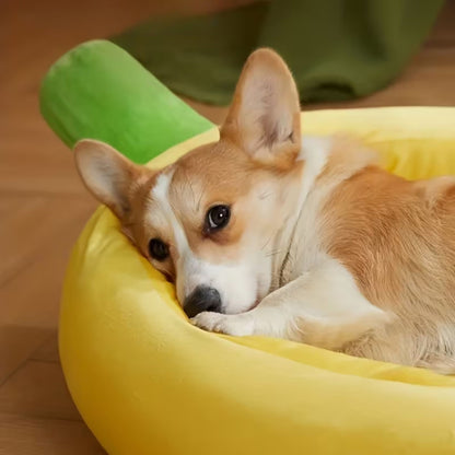 מיטת בננה צהובה לכלבים וחתולים מידה גדולה