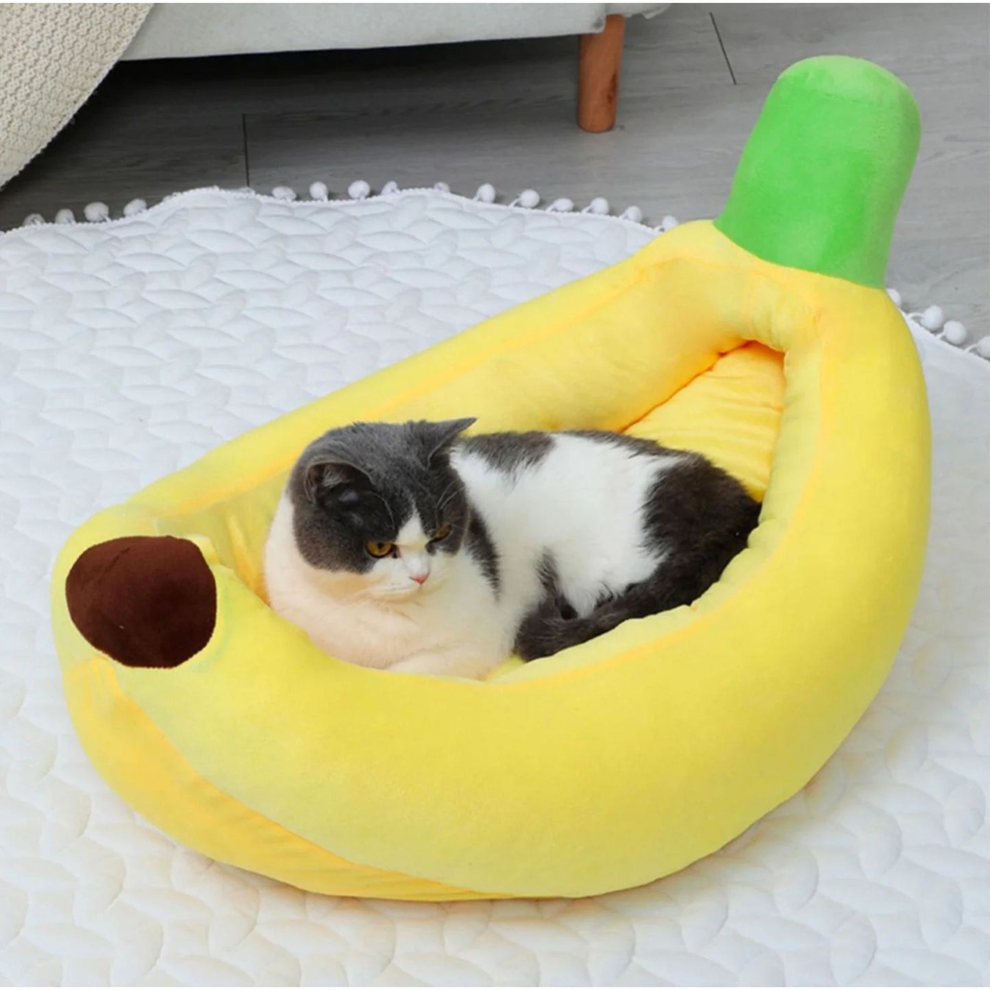 מיטת בננה צהובה לכלבים וחתולים מידה גדולה