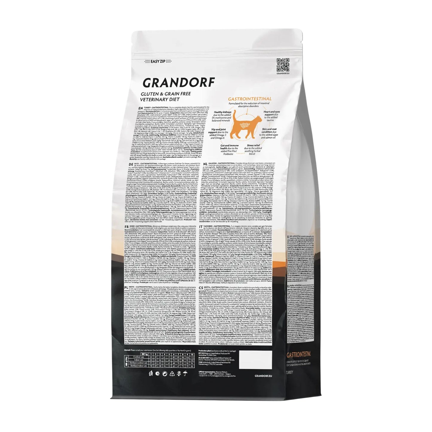 GRANDORF VET Gastrointestinal גרנדורף גסטרו אינטסטינל אוכל רפואי לחתול לתמיכה במערכת העיכול בטעם הודו 2 ק״ג