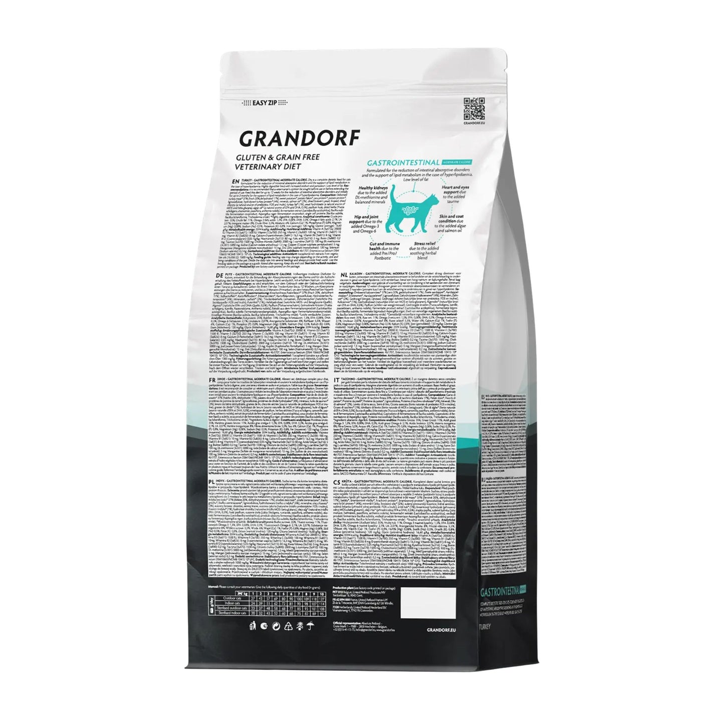 GRANDORF VET Gastrointestinal Moderate Calorie גרנדורף גסטרו אינטסטינל אוכל רפואי דל שומן לחתול לתמיכה במערכת העיכול בטעם הודו 2 ק״ג