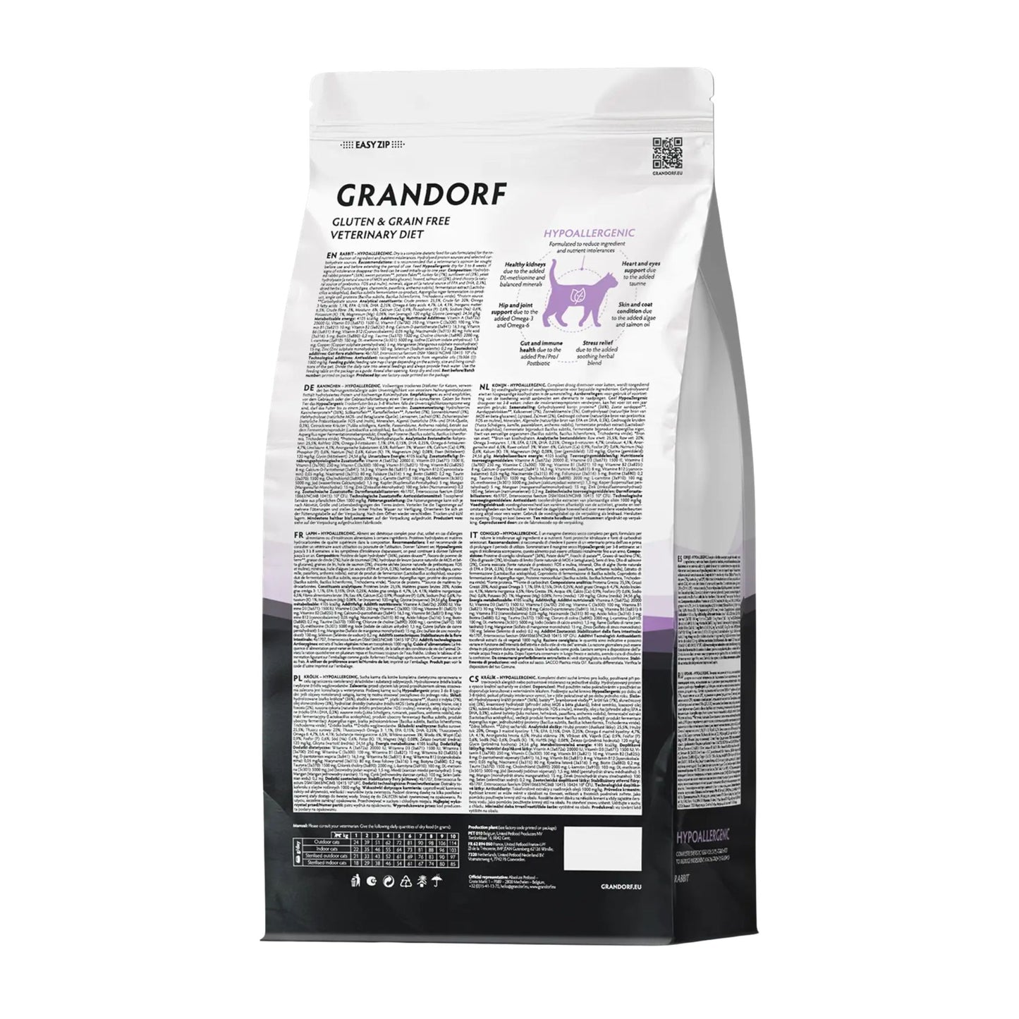 GRANDORF VET Hypoallergenic גרנדורף היפואלרגני אוכל רפואי לחתול לרגישויות ואלרגיות בטעם ארנבת 2 ק״ג