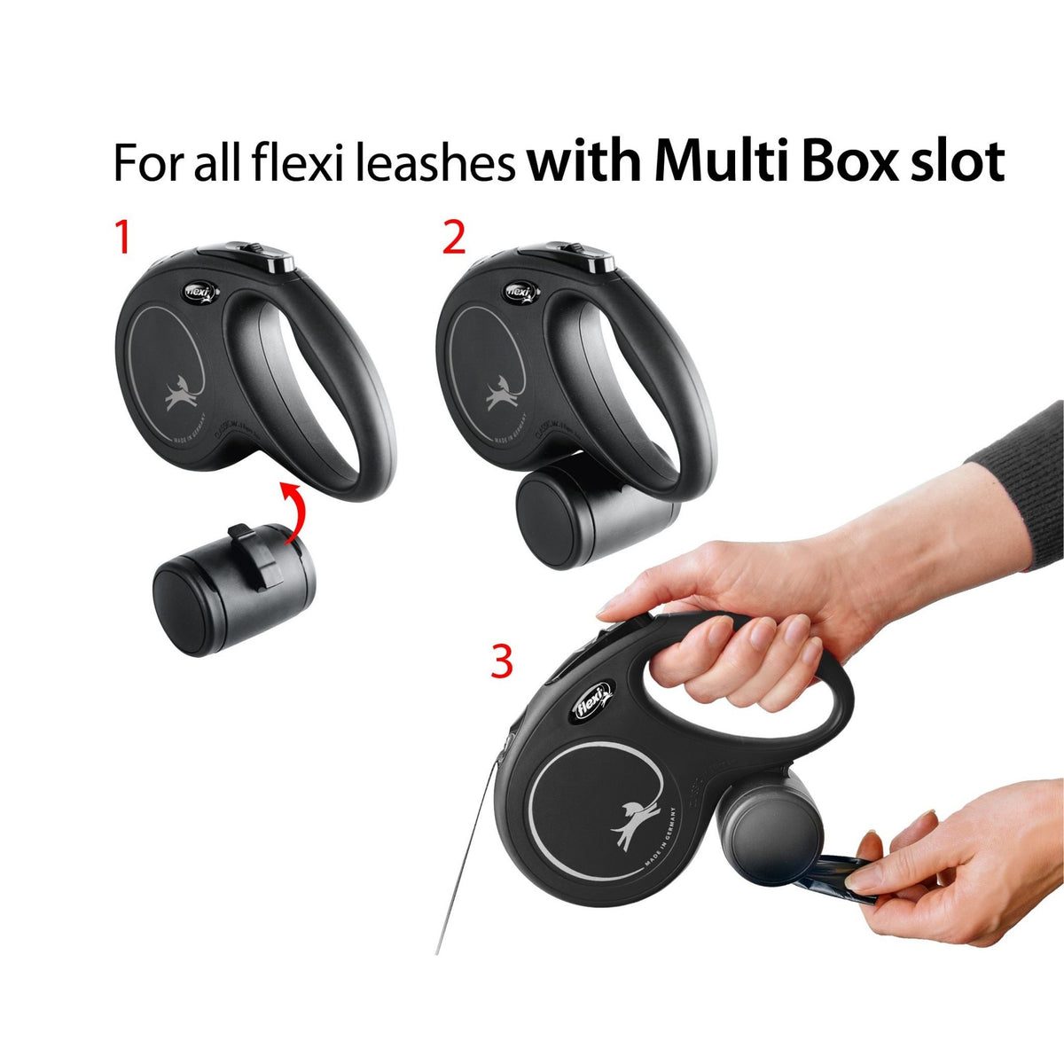Flexi מתקן לחטיפים או שקיות איסוף צרכים לרצועות פלקסי אפור