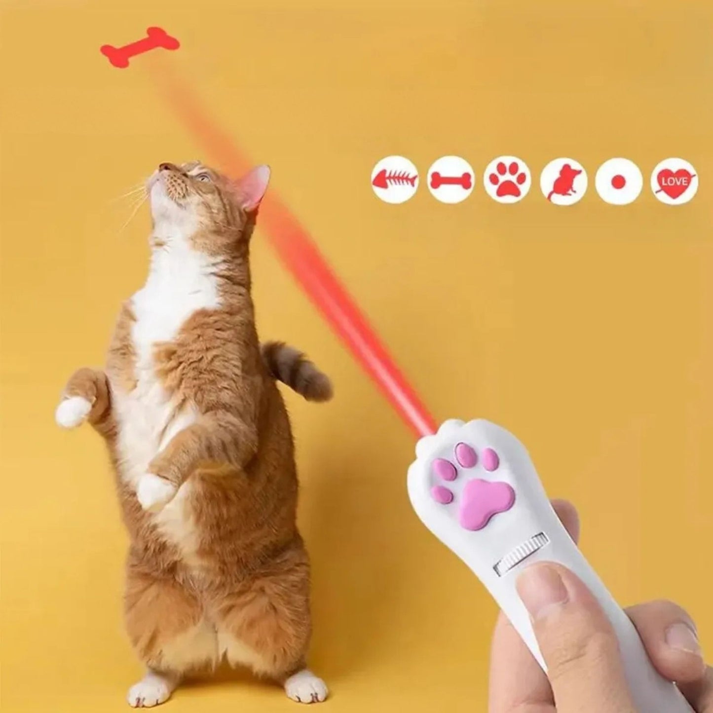 עט לייזר אינטראקטיבי לחתולים עם הקרנת צורות משתנות