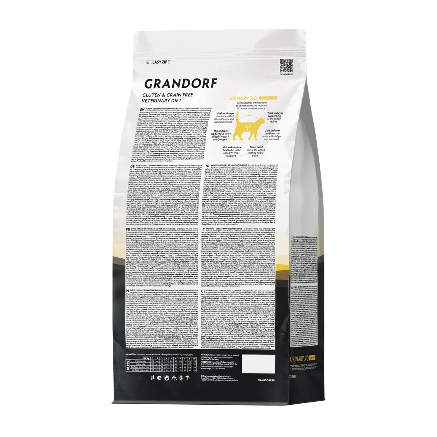 GRANDORF VET Urinary S/O Moderate Calorie גרנדורף יורינרי אוכל רפואי דל שומן לחתול לתמיכה בדרכי השתן בטעם הודו 2 ק״ג